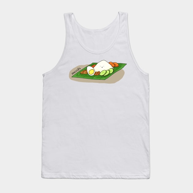 Nasi lemak on banana leaf Tank Top by Snacks At 3